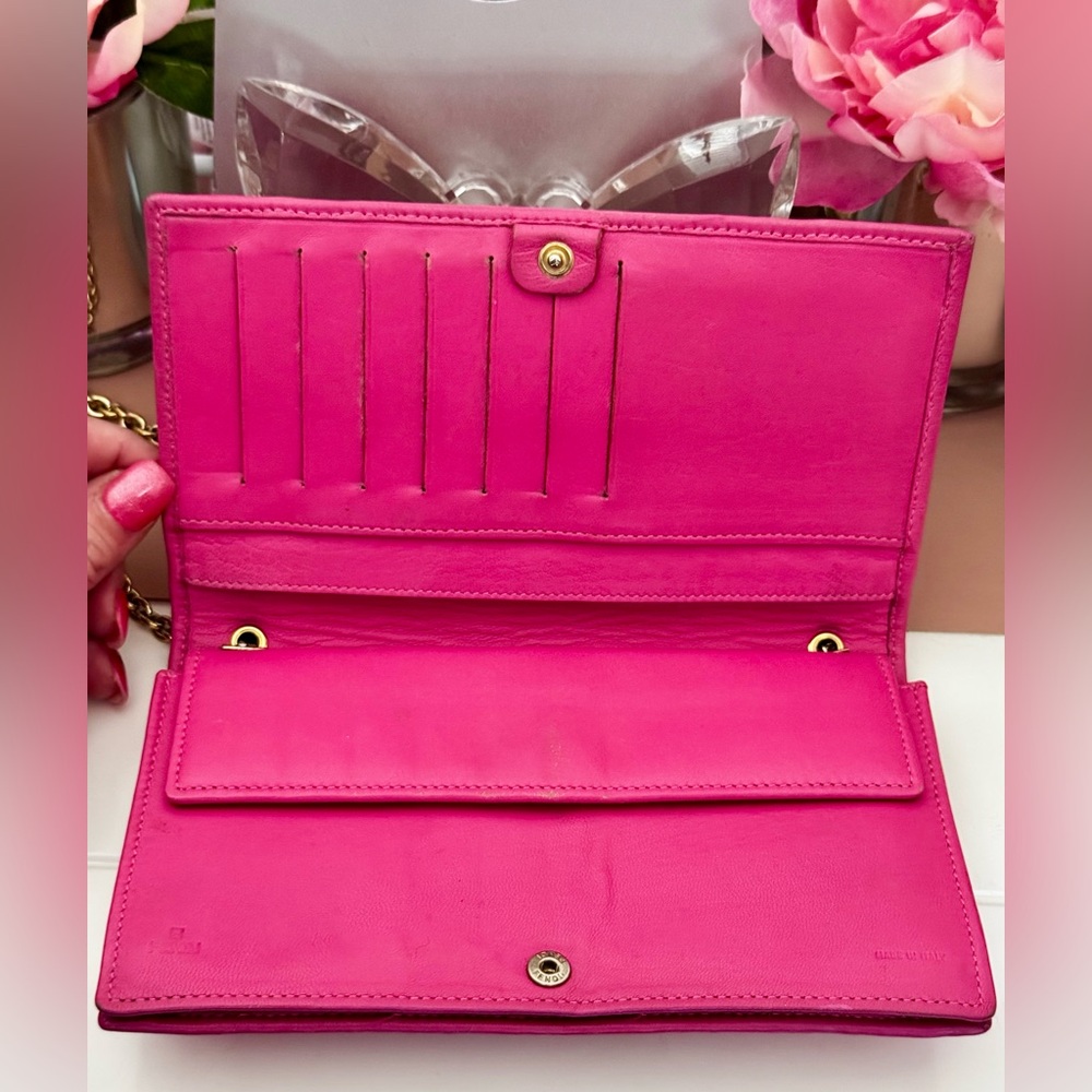 Pink Fendi Lambskin Wallet On Chain WOC - Picture 3 of 15